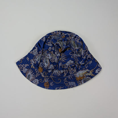 Cappellino bucket in rayon blu satinato streetwear skate - M