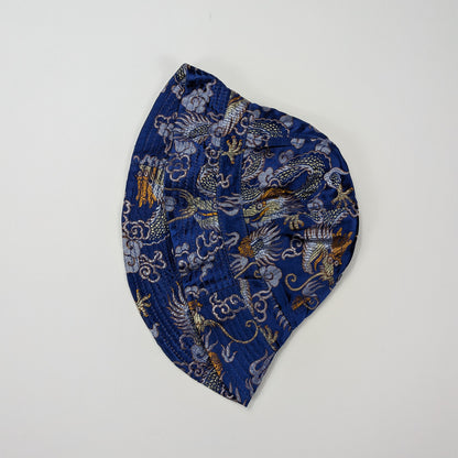 Cappellino bucket in rayon blu satinato streetwear skate - M