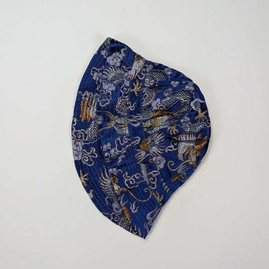 Cappellino bucket in rayon blu satinato streetwear skate - M