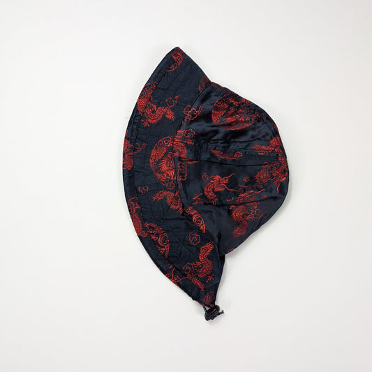 Cappellino bucket rayon satinato nero rosso asian style - M