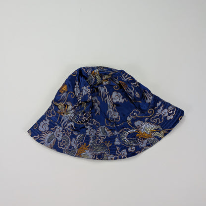 Cappellino bucket in rayon blu satinato streetwear skate - L