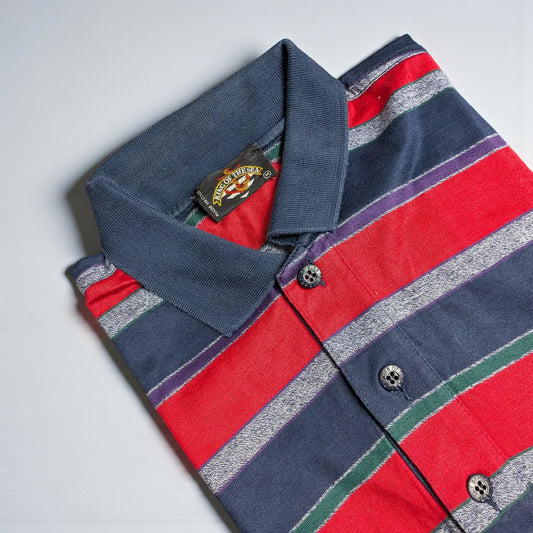 Polo vintage anni ’90 a righe multicolor made in Italy - M