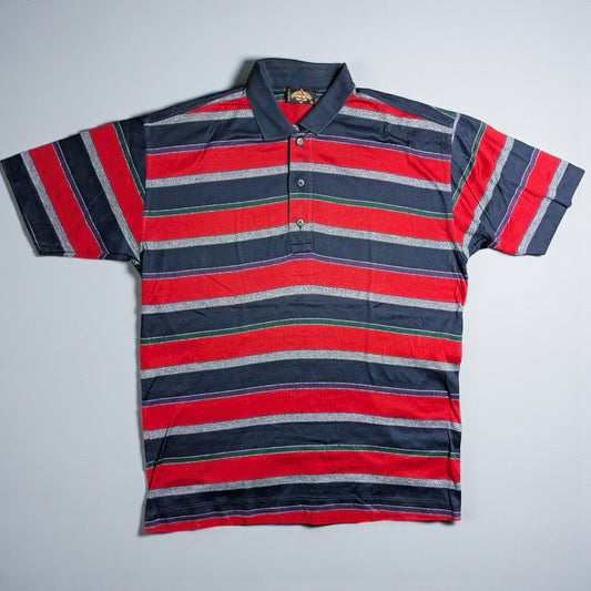 Polo vintage anni ’90 a righe multicolor made in Italy - M