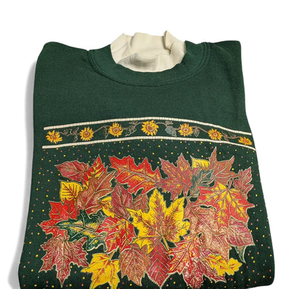 Felpa vintage girocollo anni 90 con grafica autunnale - XL