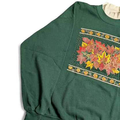 Felpa vintage girocollo anni 90 con grafica autunnale - XL
