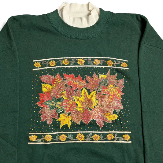 Felpa vintage girocollo anni 90 con grafica autunnale - XL