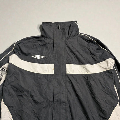 Umbro windbreaker Y2K con cappuccio estraibile e grafica flame - L