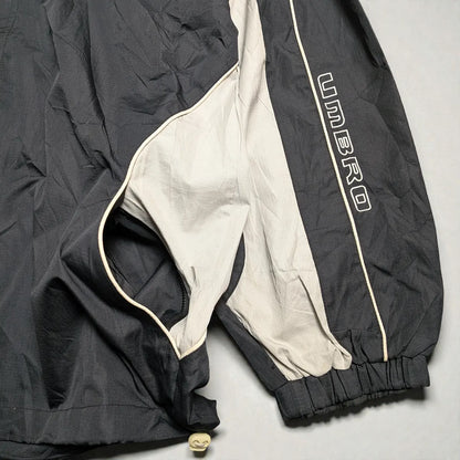 Umbro windbreaker Y2K con cappuccio estraibile e grafica flame - L