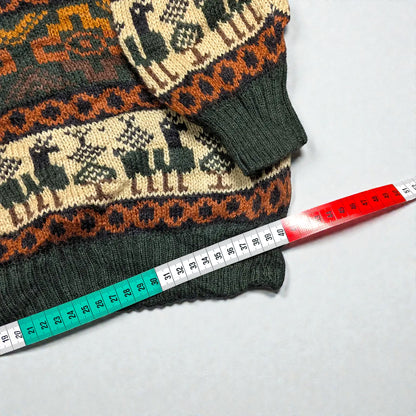 Maglione vintage anni ’90 in fibra di alpaca con pattern Andino - S