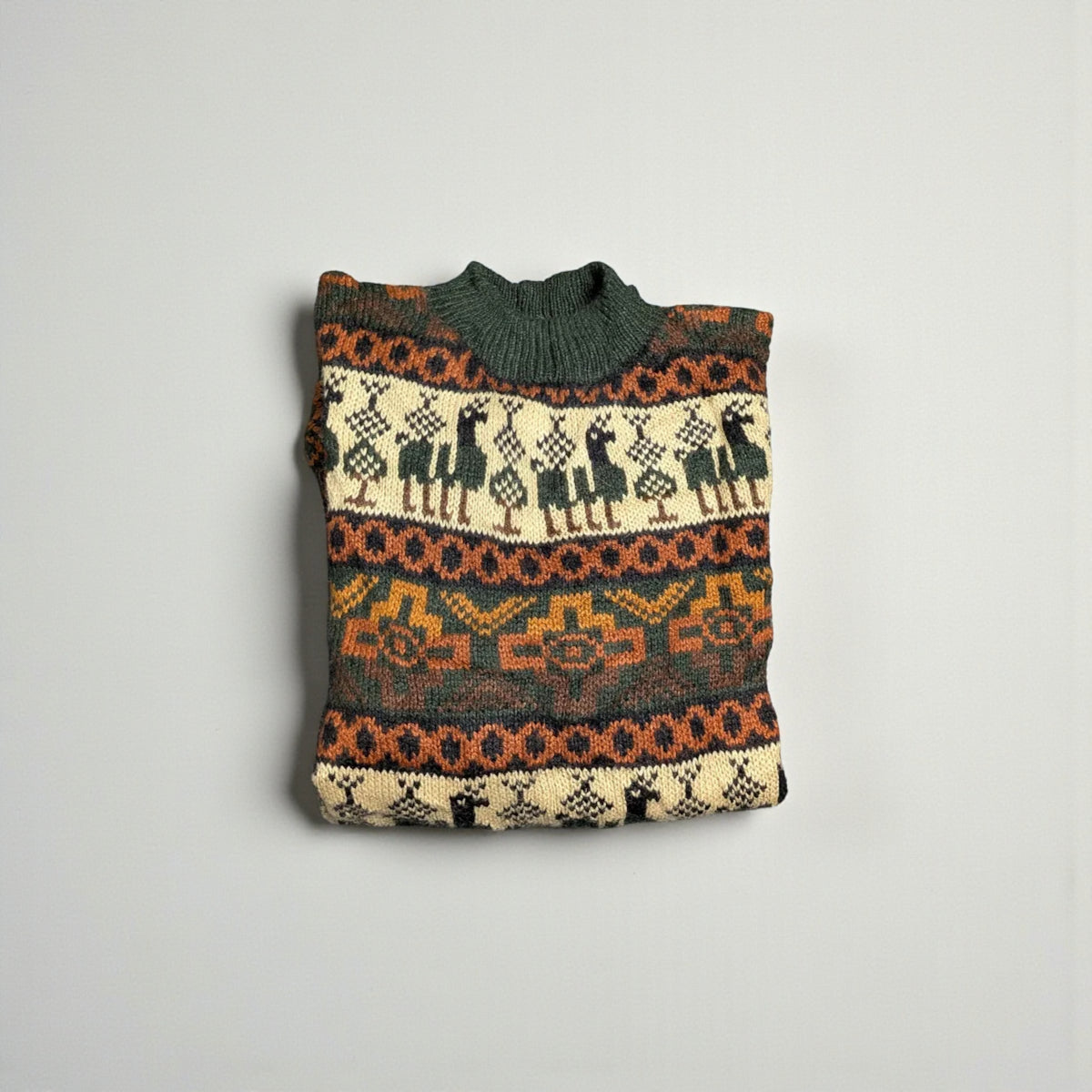 Maglione vintage anni ’90 in fibra di alpaca con pattern Andino - S