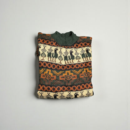 Maglione vintage anni ’90 in fibra di alpaca con pattern Andino - S