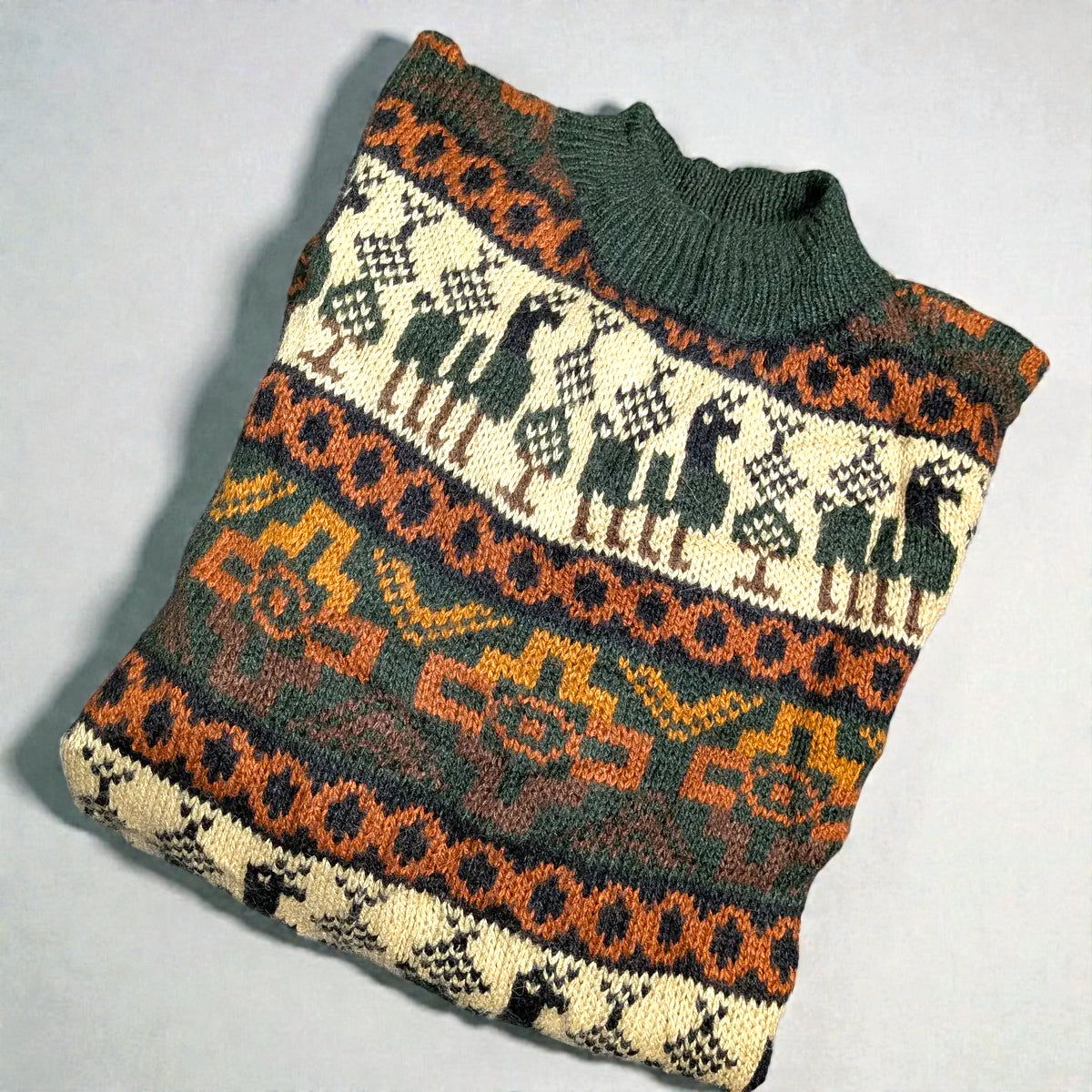 Maglione vintage anni ’90 in fibra di alpaca con pattern Andino - S