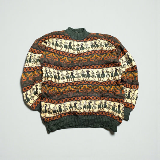 Maglione vintage anni ’90 in fibra di alpaca con pattern Andino - S