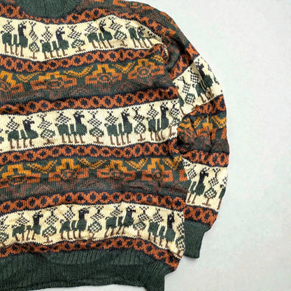 Maglione vintage anni ’90 in fibra di alpaca con pattern Andino - S