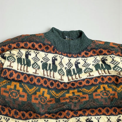 Maglione vintage anni ’90 in fibra di alpaca con pattern Andino - S