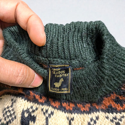 Maglione vintage anni ’90 in fibra di alpaca con pattern Andino - S