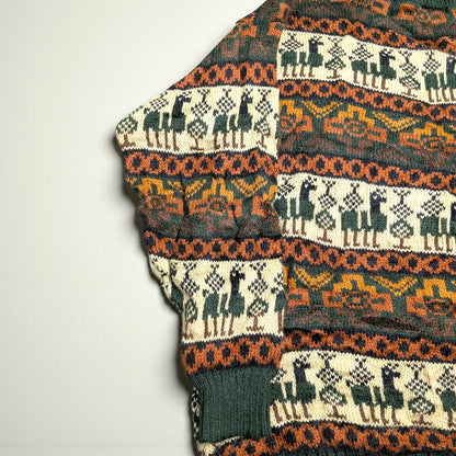 Maglione vintage anni ’90 in fibra di alpaca con pattern Andino - S