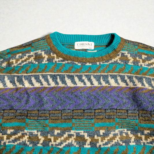 Maglione vintage anni ’90 Corsini con motivi geometrici - L (oversize) / XL