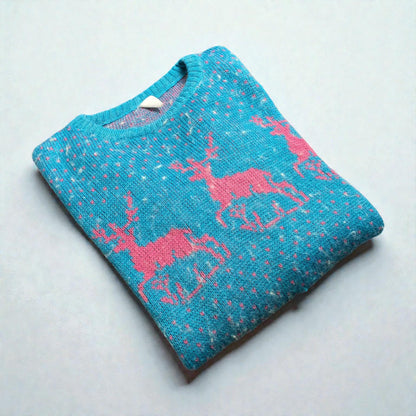 Maglione vintage anni ’80/’90 con grafica kitsch retrò - M