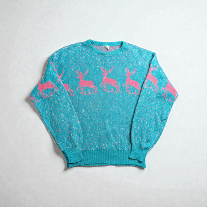 Maglione vintage anni ’80/’90 con grafica kitsch retrò - M