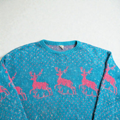 Maglione vintage anni ’80/’90 con grafica kitsch retrò - M
