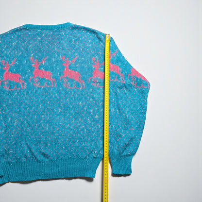 Maglione vintage anni ’80/’90 con grafica kitsch retrò - M
