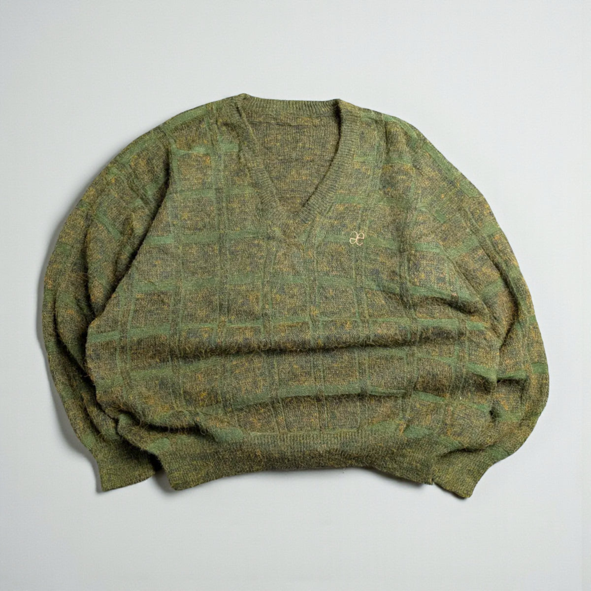 Maglione vintage con scollo a V in maglia - XL/2XL
