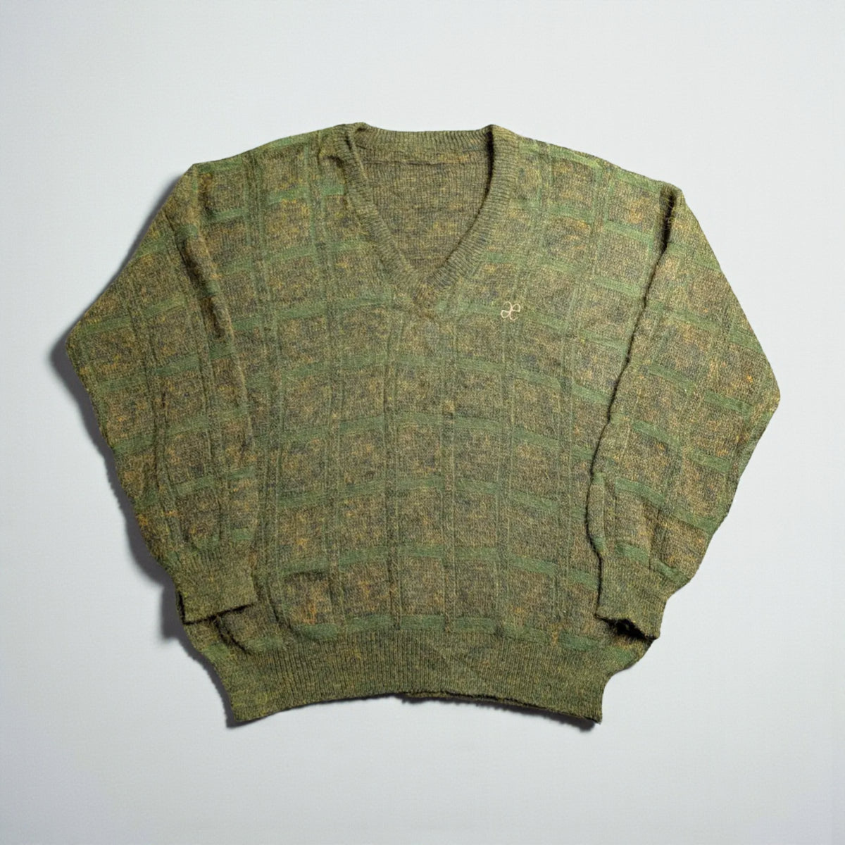 Maglione vintage con scollo a V in maglia - XL/2XL