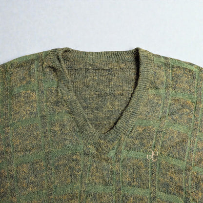 Maglione vintage con scollo a V in maglia - XL/2XL