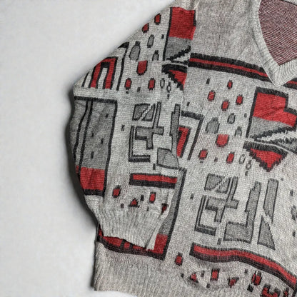 90s Vintage Sweater with Bold Retro Graphic - L/XL