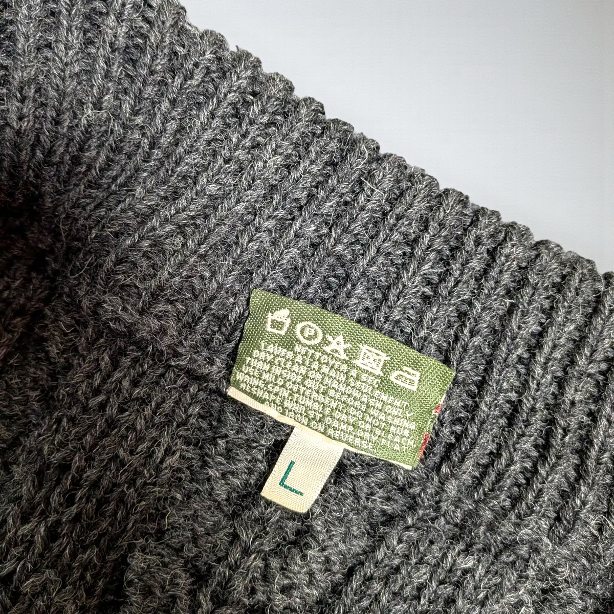 Cardigan Aran Fisherman Vintage Carraig Donn in lana vergine - L
