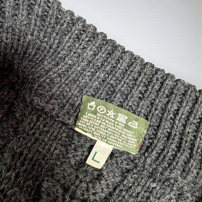 Cardigan Aran Fisherman Vintage Carraig Donn in lana vergine - L