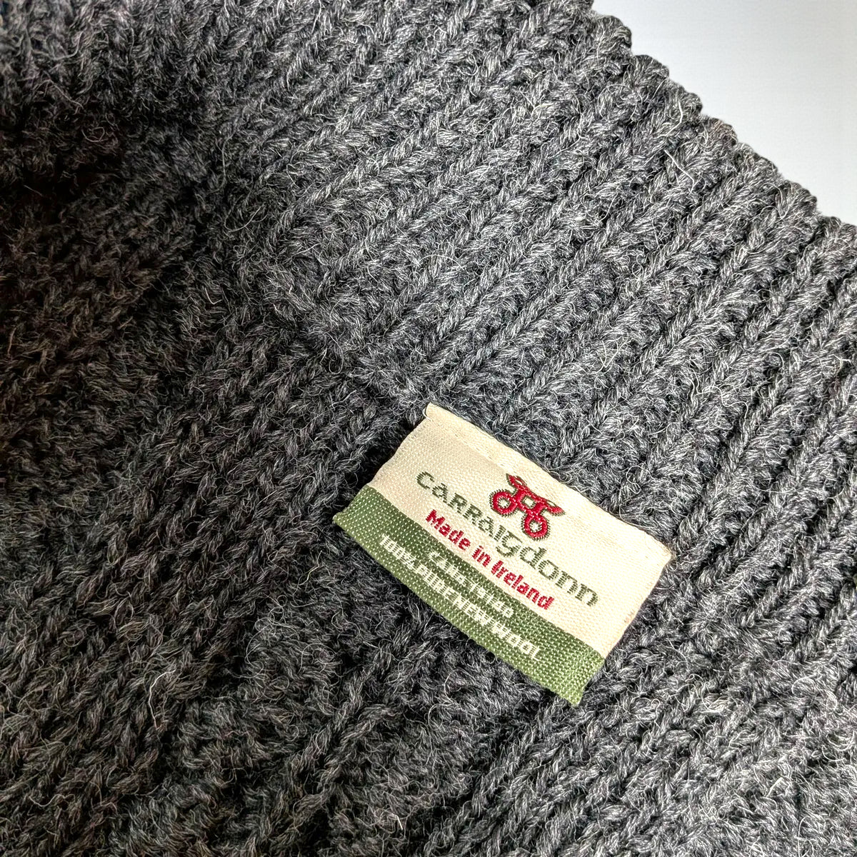Cardigan Aran Fisherman Vintage Carraig Donn in lana vergine - L