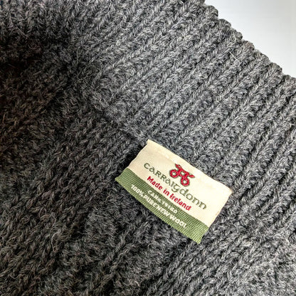 Cardigan Aran Fisherman Vintage Carraig Donn in lana vergine - L