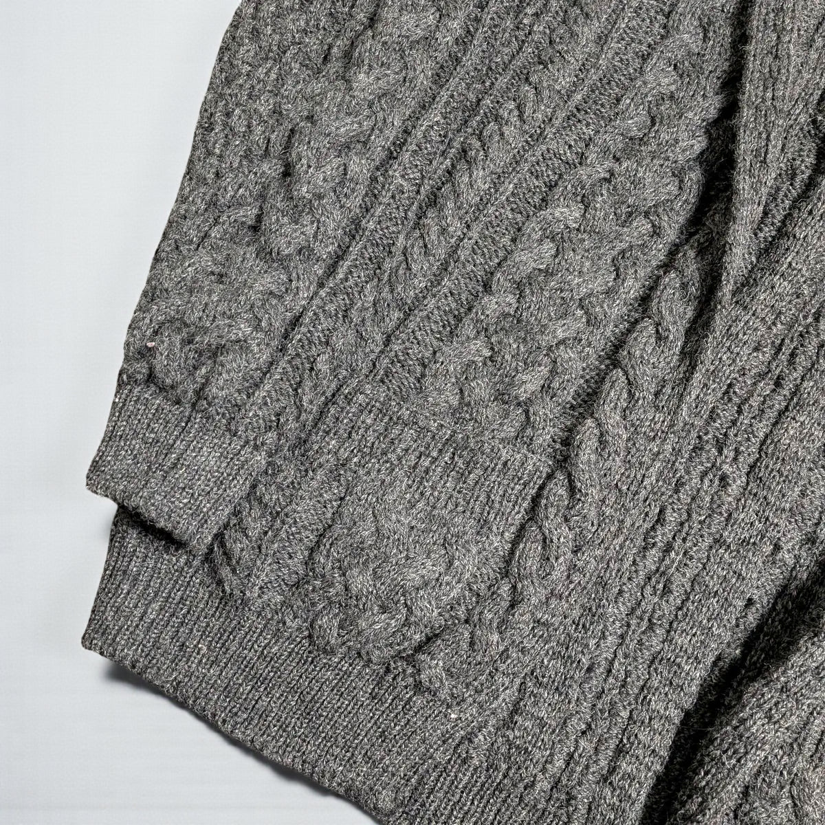 Cardigan Aran Fisherman Vintage Carraig Donn in lana vergine - L