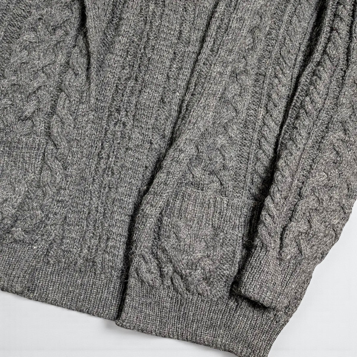 Cardigan Aran Fisherman Vintage Carraig Donn in lana vergine - L