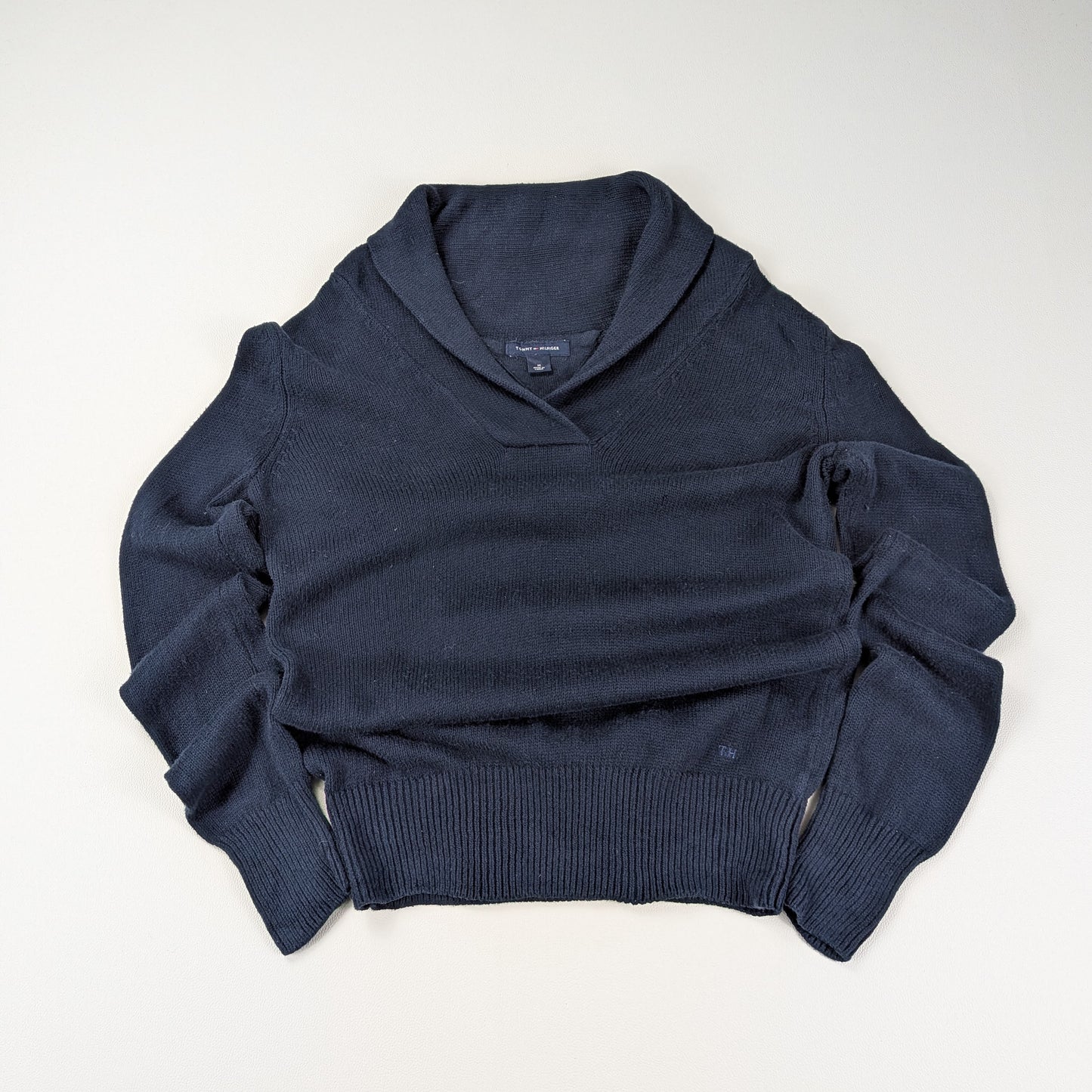 Maglione Tommy Hilfiger vintage con collo sciallato - S/M
