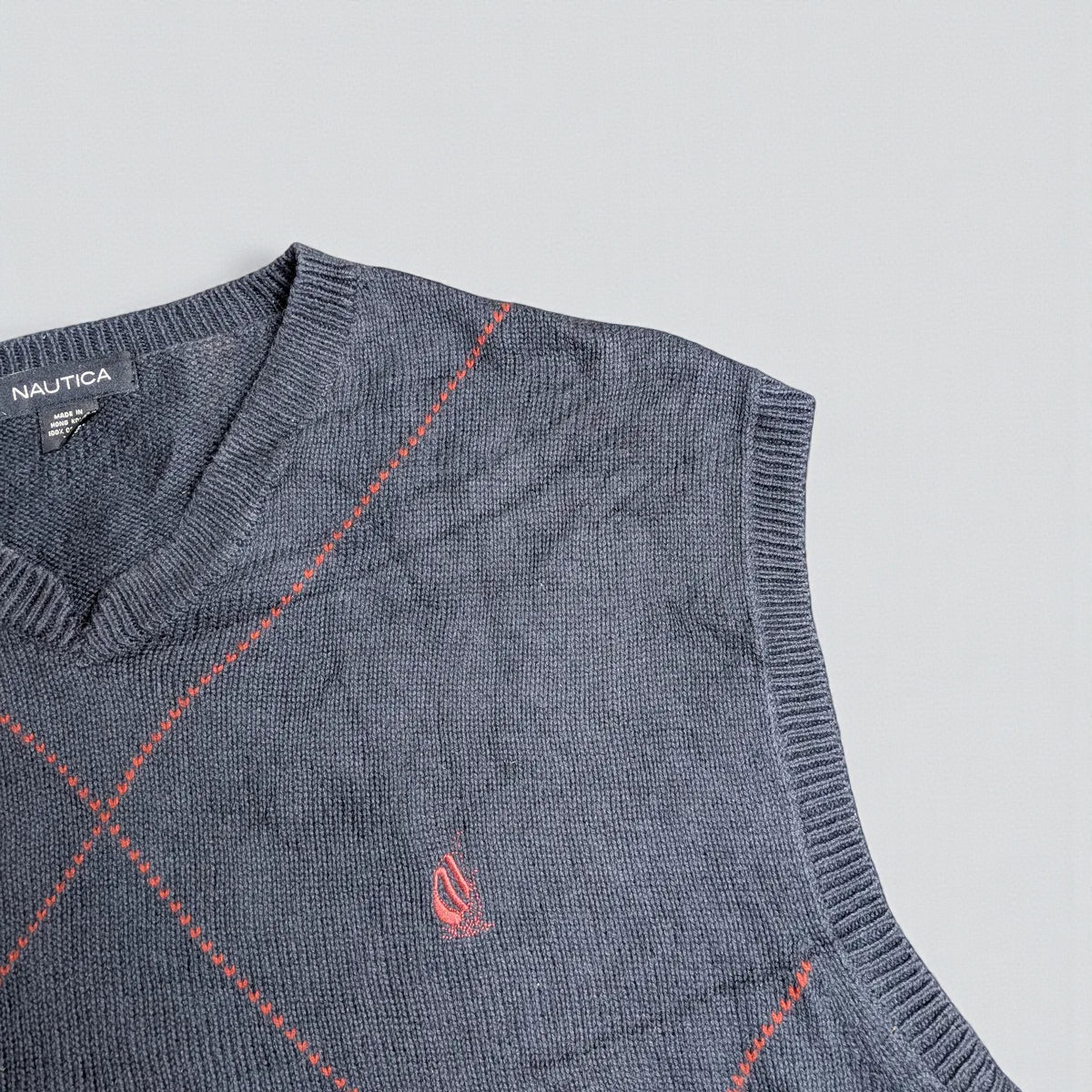 Nautica Vintage V-Neck Argyle Vest - XL