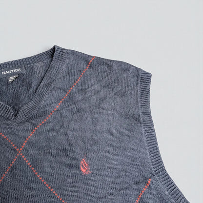 Nautica Vintage V-Neck Argyle Vest - XL