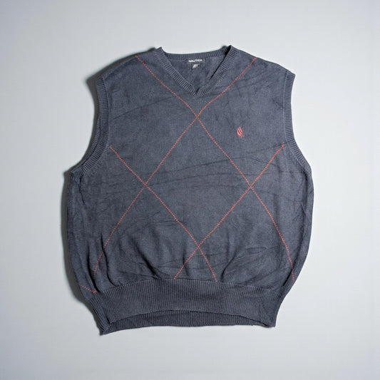 Gilet vintage Nautica scollo V con motivo argyle - XL