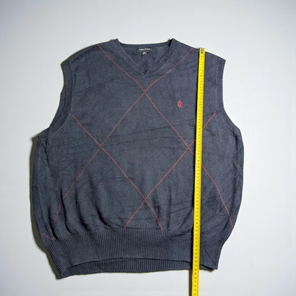 Nautica Vintage V-Neck Argyle Vest - XL