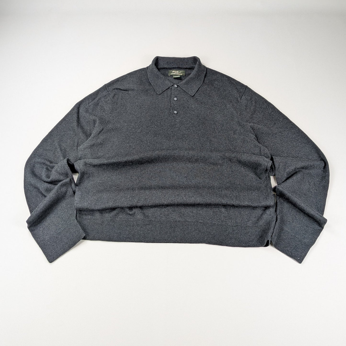 Maglione polo Eddie Bauer vintage anni 90 cotone cashmere - L Tall / XL