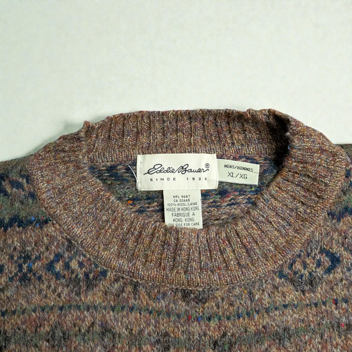 Maglione Eddie Bauer vintage lana tweed con neps - XL/2XL