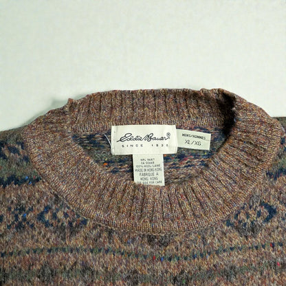Maglione Eddie Bauer vintage lana tweed con neps - XL/2XL