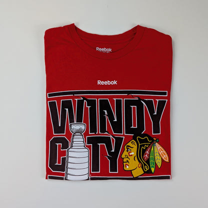 T-shirt Reebok ufficiale NHL Chicago Blackhawks Stanley Cup - M